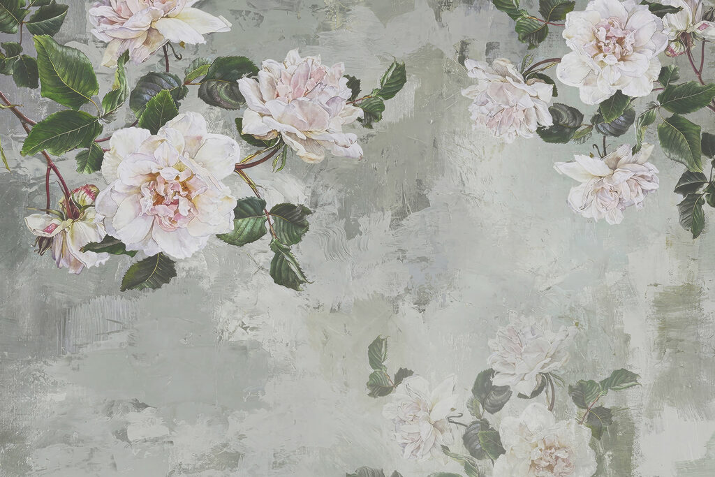 Painting of flowers on a wall Painting of flowers on a wall