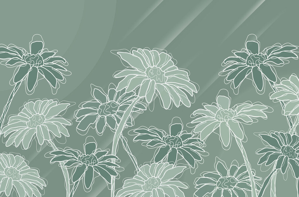 Group of flowers on a green background Group of flowers on a green background