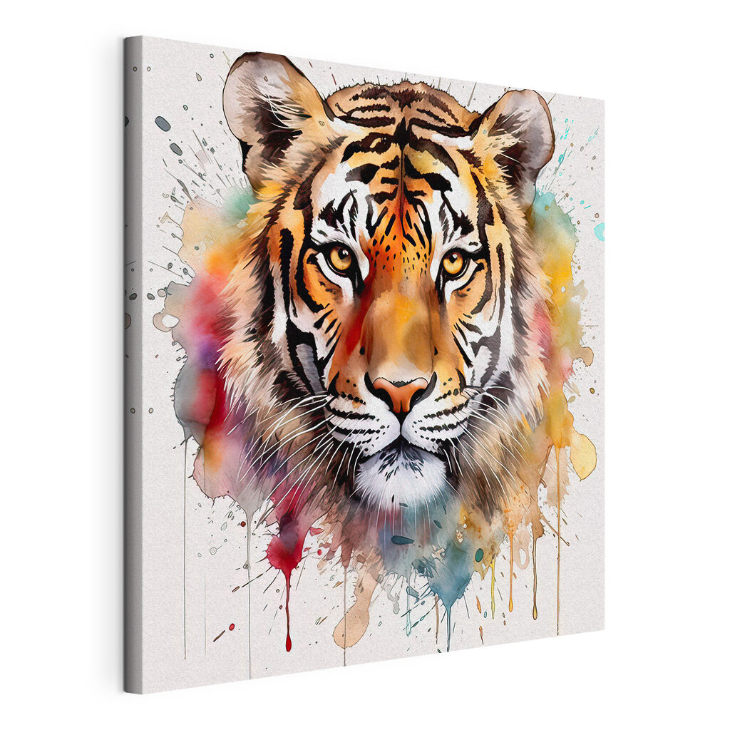 Tiger with colorful splashes