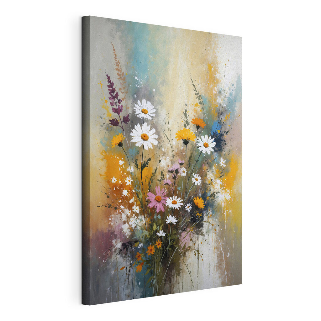 A painting of flowers and leaves A painting of flowers and leaves