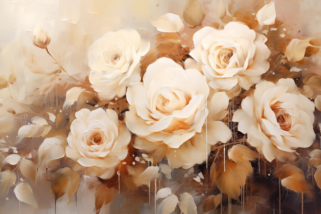 Painting of white roses