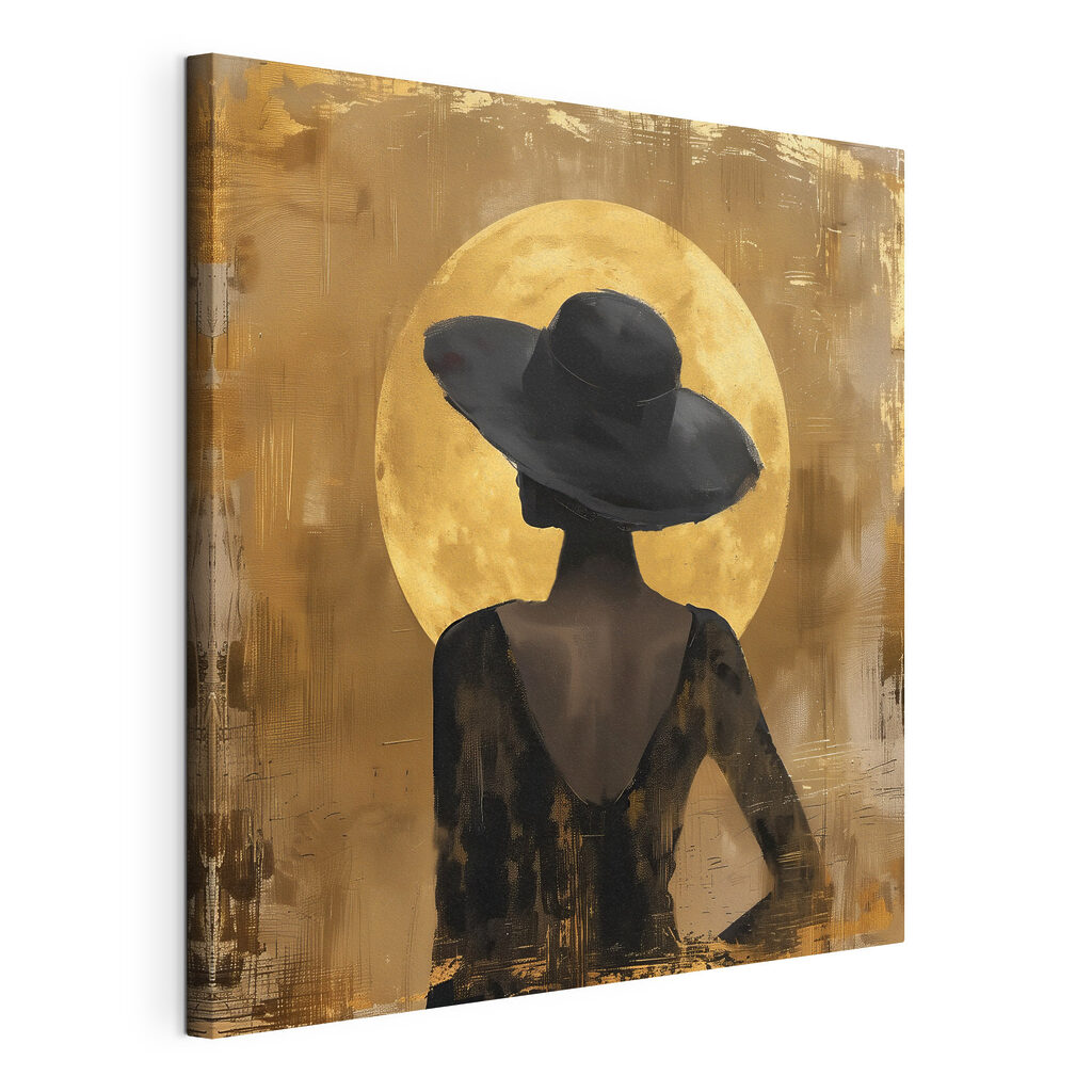 Woman in a black dress and hat Woman in a black dress and hat