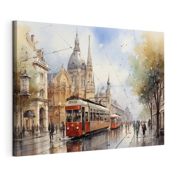 Trolley az utcán Vászonképek Trolley az utcán