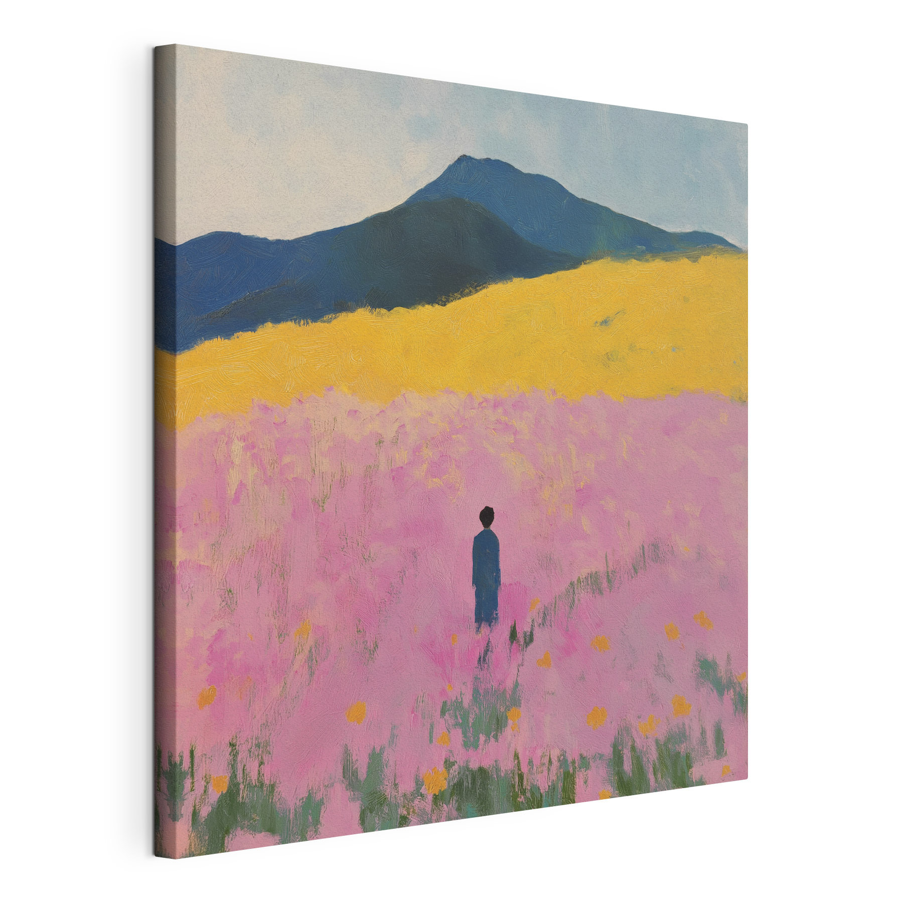 Person standing in a field of flowers