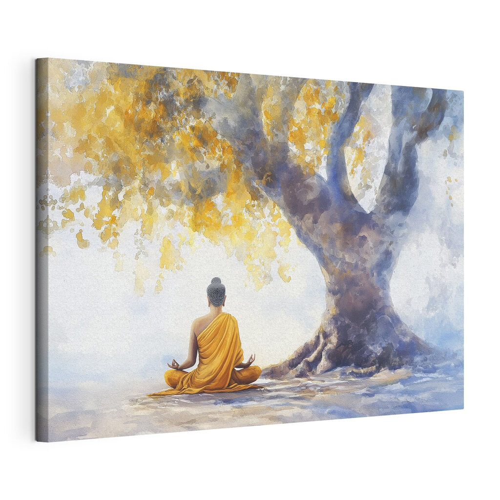 Painting of a person meditating under a tree