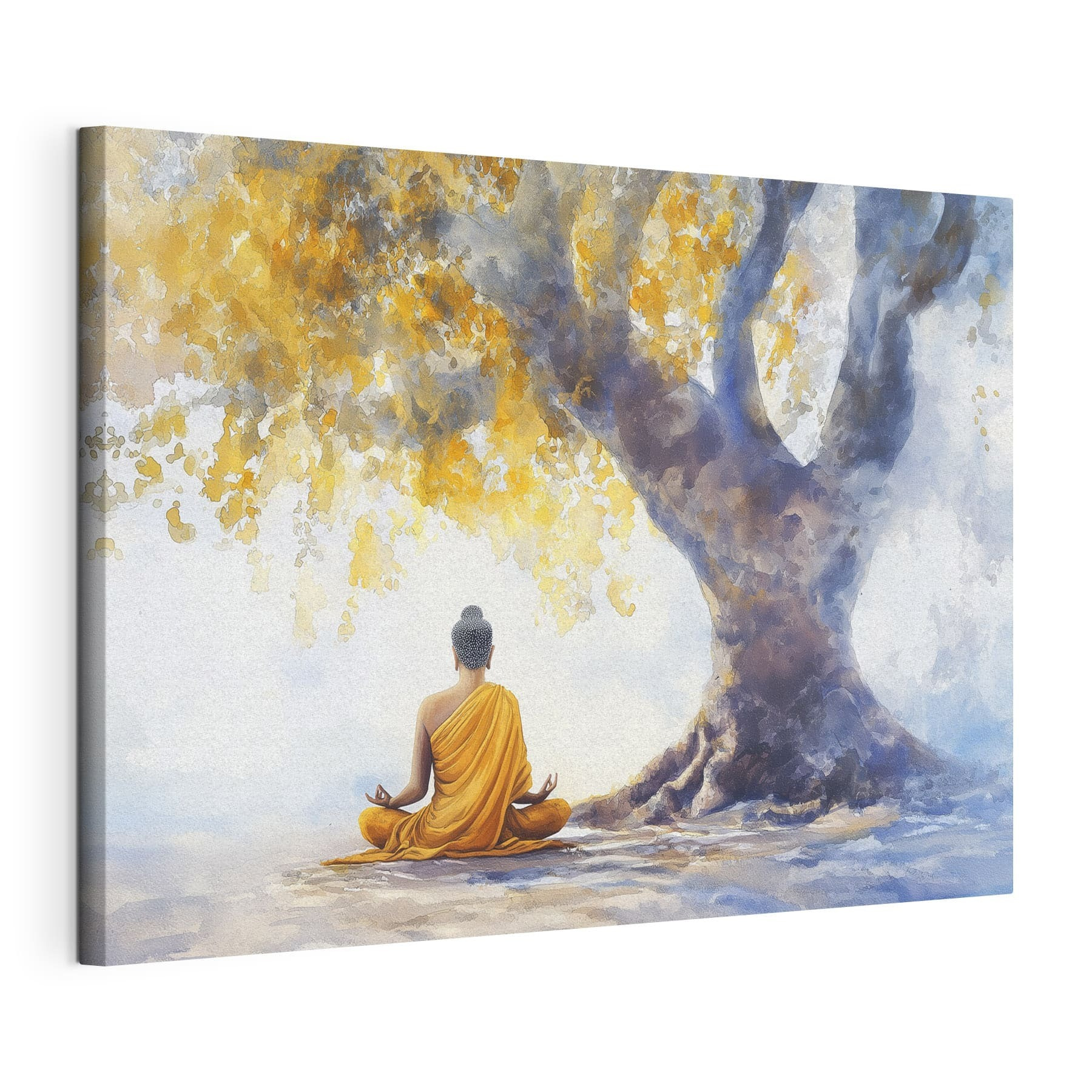 Painting of a person meditating under a tree