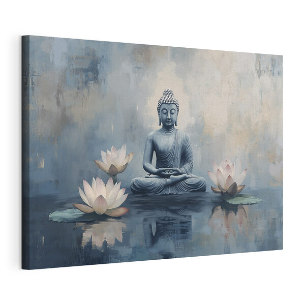 Vászonképek Egy lótuszülésben ülő Buddha szobra vízzel körülvéve (Cikkszám: s41891) Vászonképek Vászonképek Egy lótuszülésben ülő Buddha szobra vízzel körülvéve (Cikkszám: s41891)