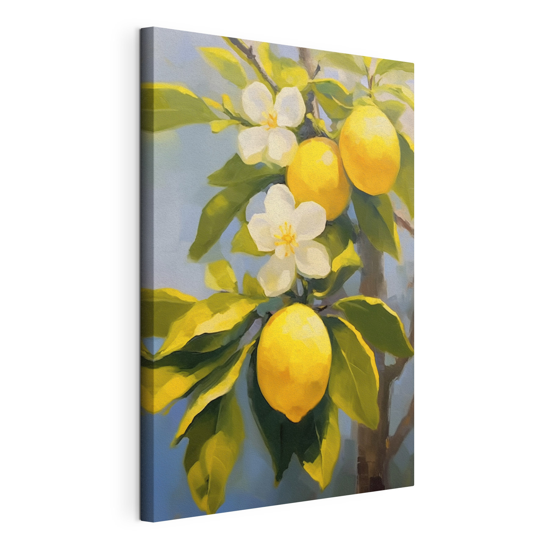 Painting of lemons and flowers on a tree Painting of lemons and flowers on a tree