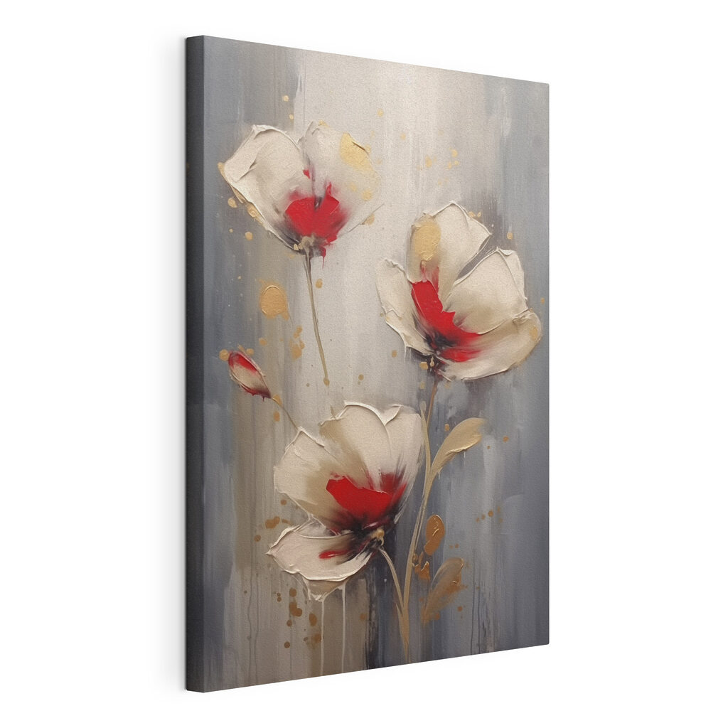 Painting of flowers on a grey background
