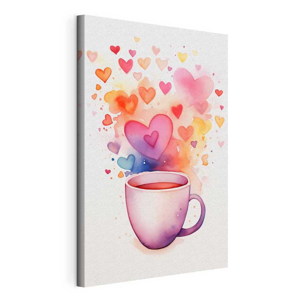 Cup of tea with hearts
