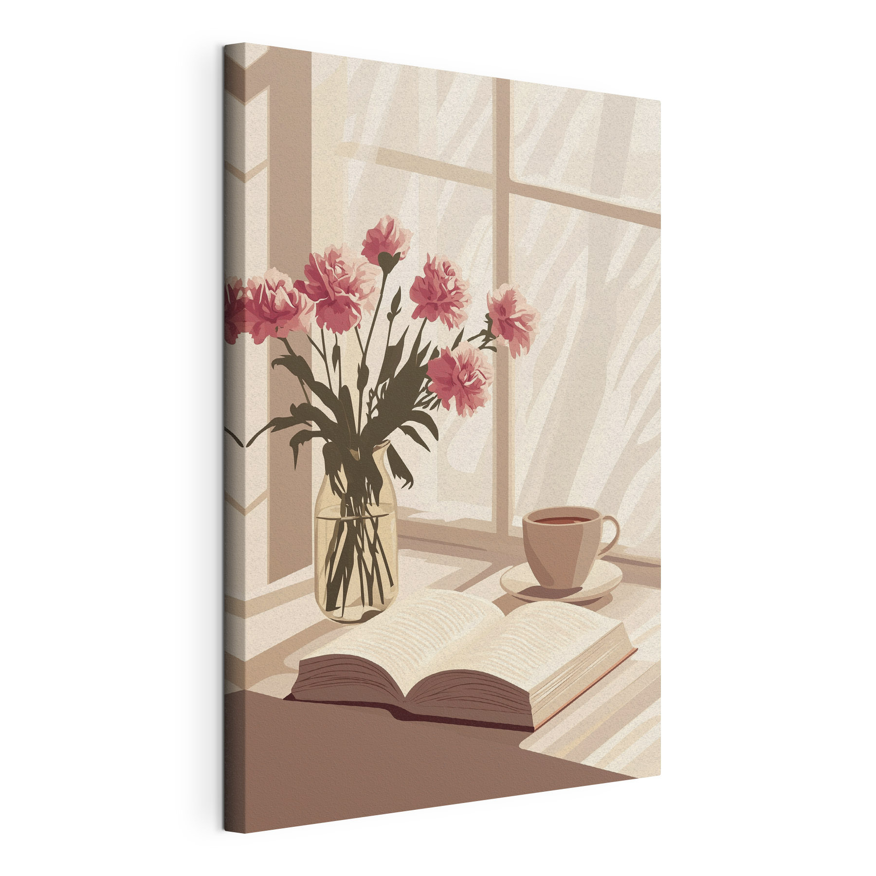 Book and a vase of flowers