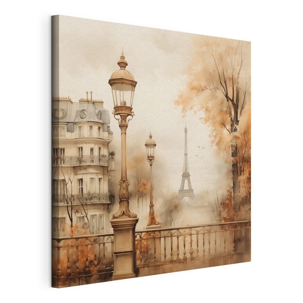 Street lamp and trees with a tower in the background
