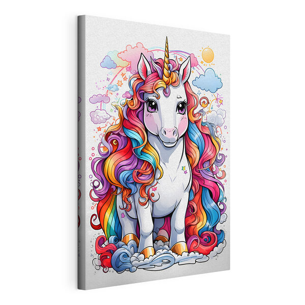 A cartoon unicorn with rainbow hair A cartoon unicorn with rainbow hair