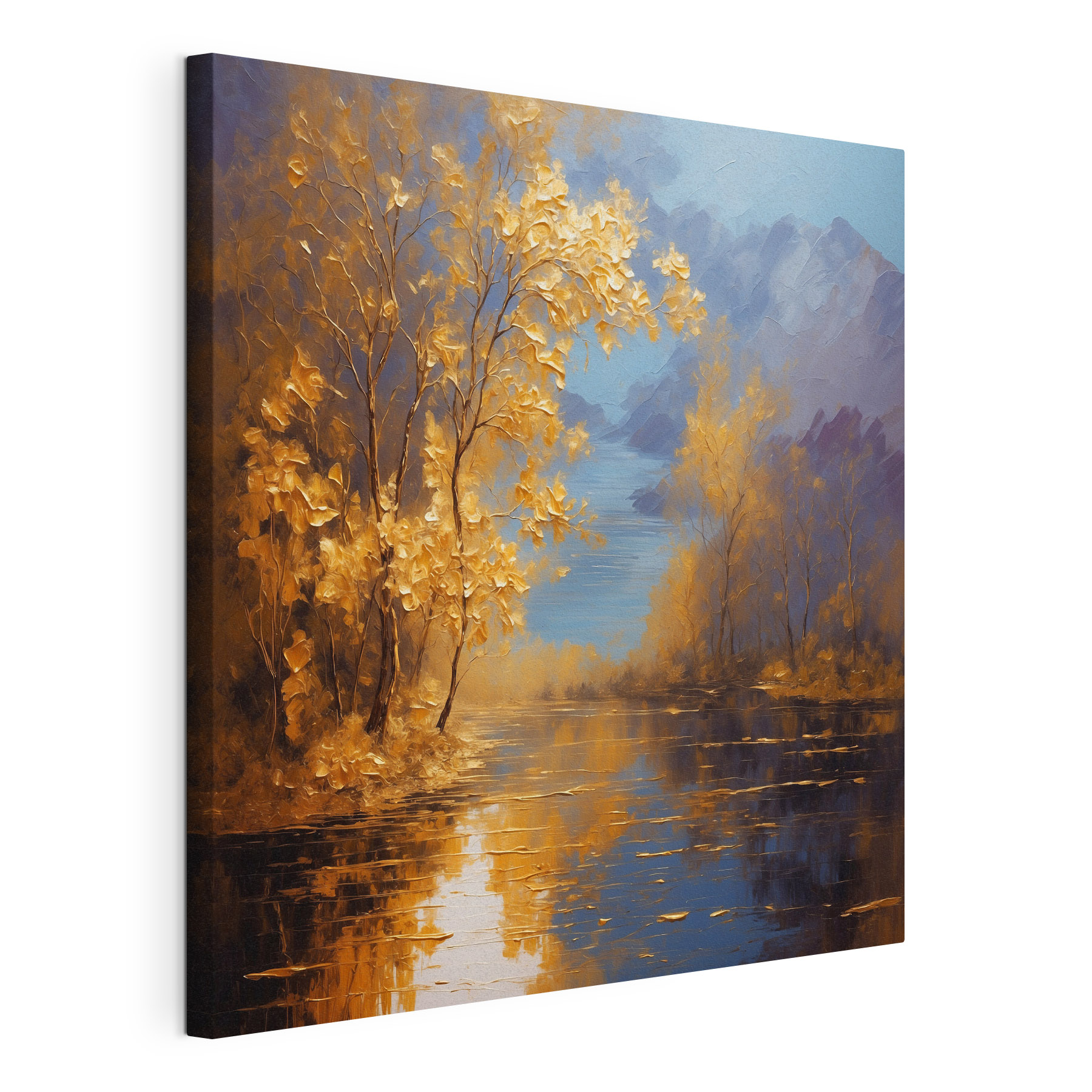 A painting of trees and water A painting of trees and water