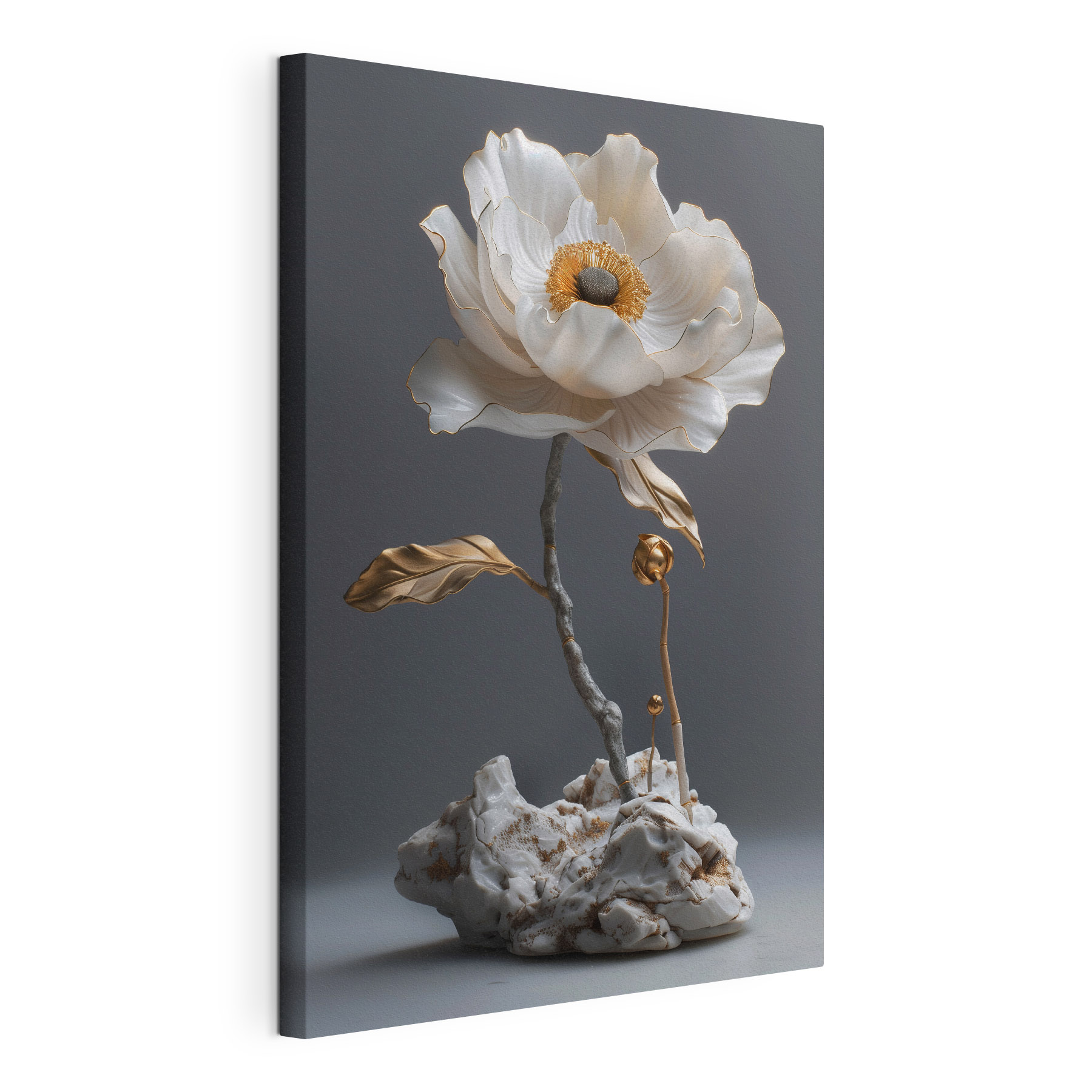 Elegant porcelain flower sculpture on display Elegant porcelain flower sculpture on display