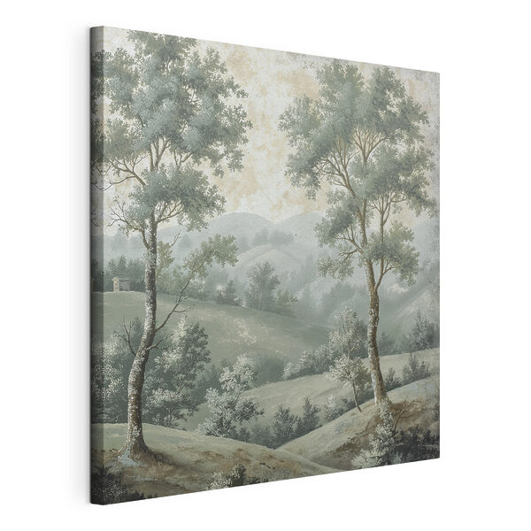 Painting of trees on a hill Painting of trees on a hill