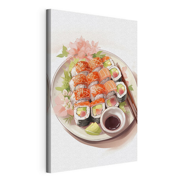Tányér sushi pálcikákkal Vászonképek Tányér sushi pálcikákkal
