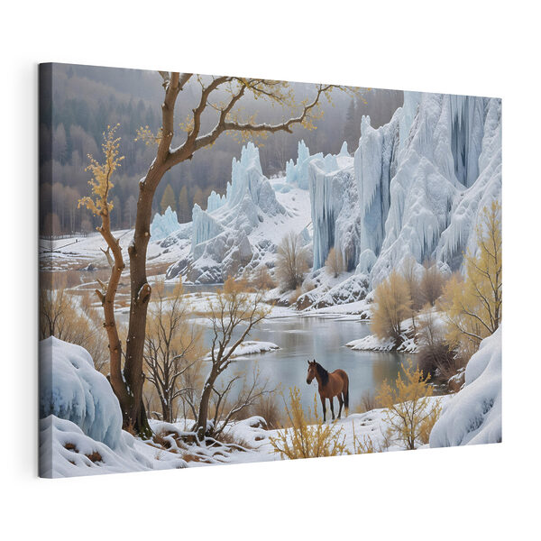 Vászonképek Ló áll a hóban egy víztározó mellett (Cikkszám: s41716) Vászonképek Vászonképek Ló áll a hóban egy víztározó mellett (Cikkszám: s41716)