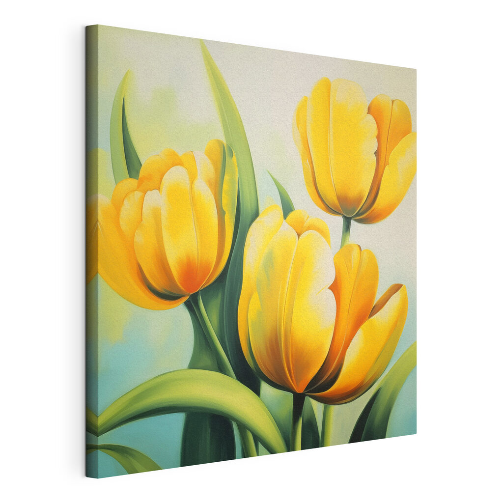 Painting of yellow tulips