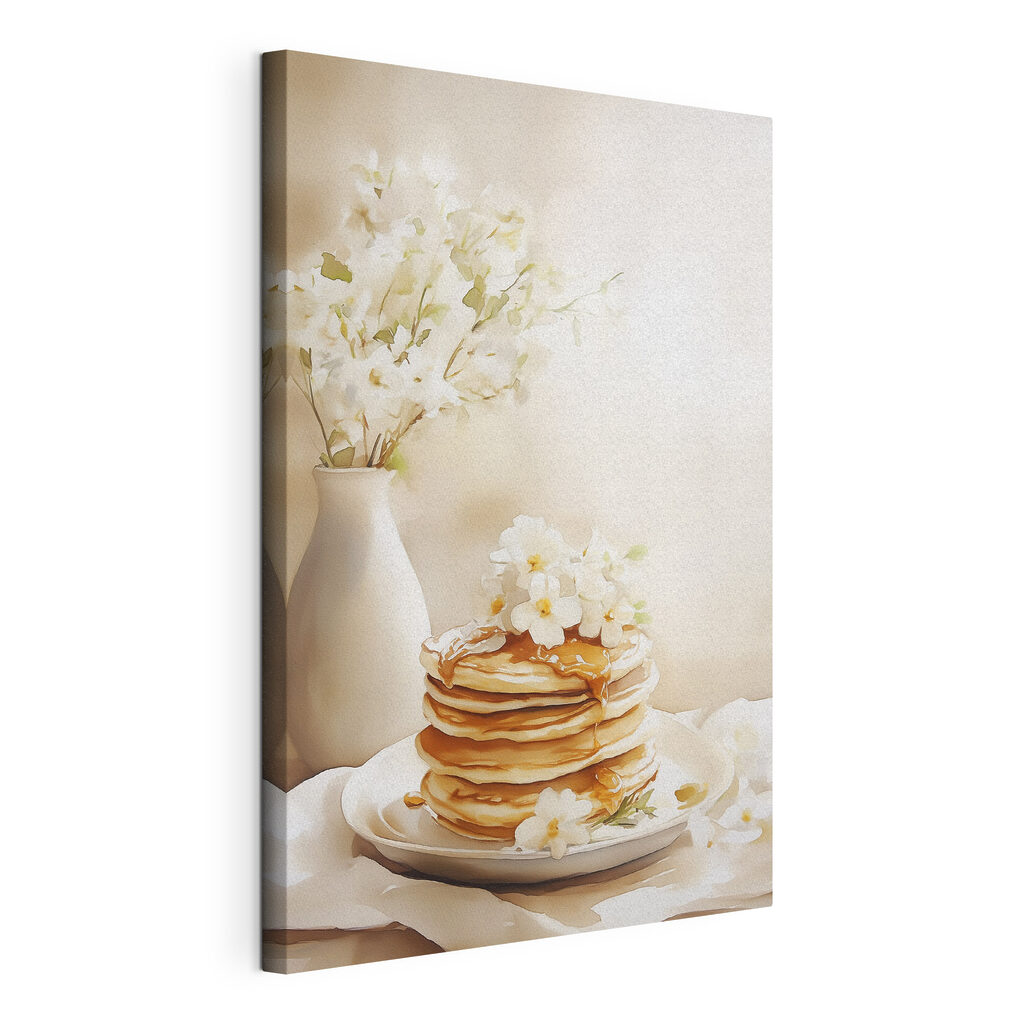 Stack of pancakes with flowers on top