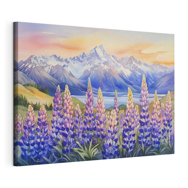 Painting of flowers and mountains Painting of flowers and mountains
