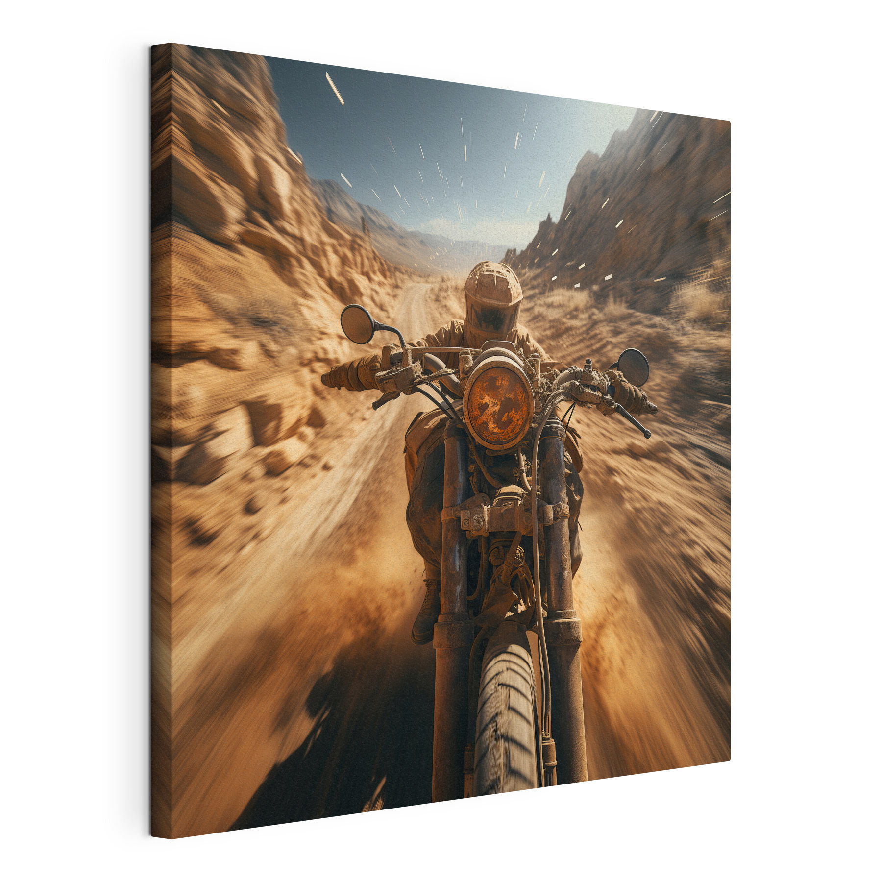 Person riding a motorcycle on a dirt road