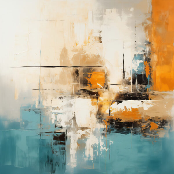Painting of a blue and orange color