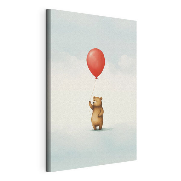 Bear holding a red balloon