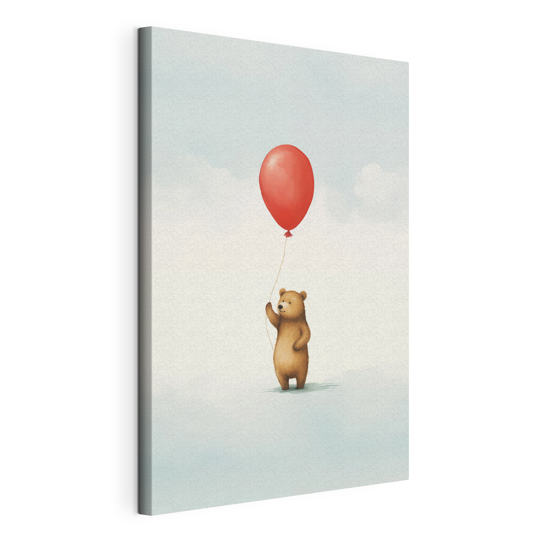 Bear holding a red balloon