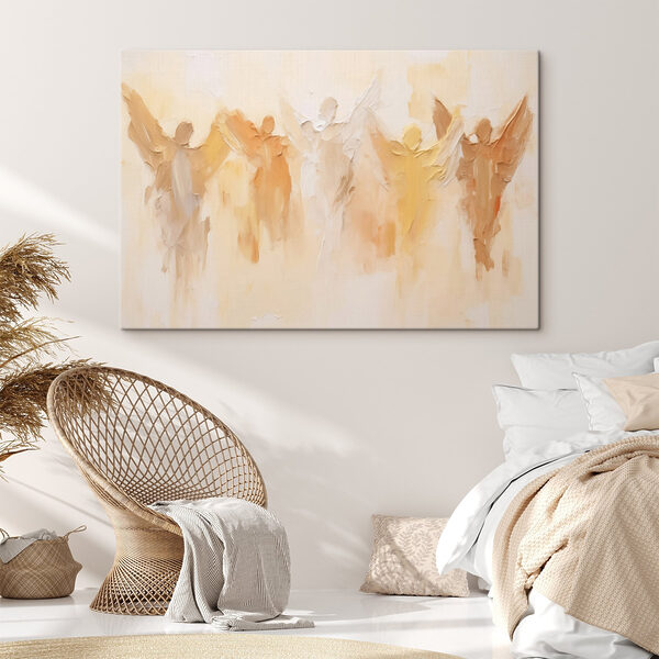 Group of angels painted on a wall