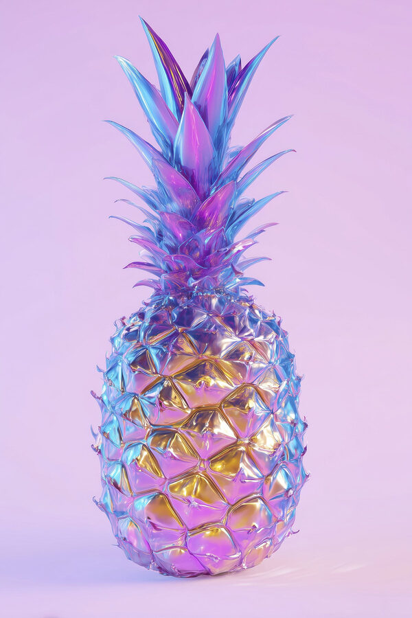 Colorful pineapple with a purple background Colorful pineapple with a purple background
