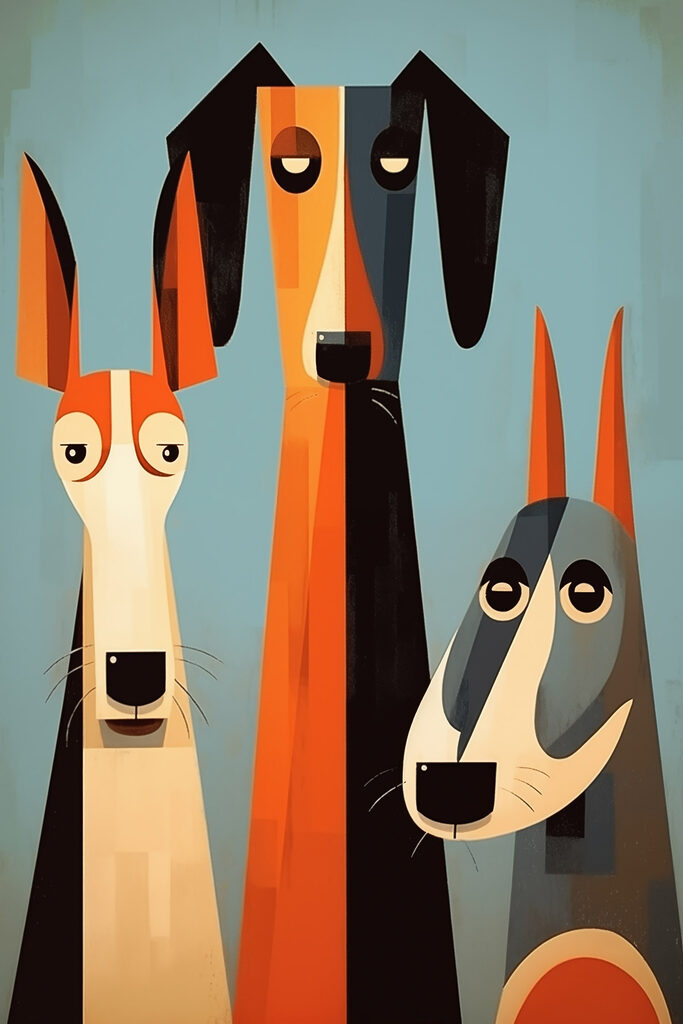 Group of dogs with different colors