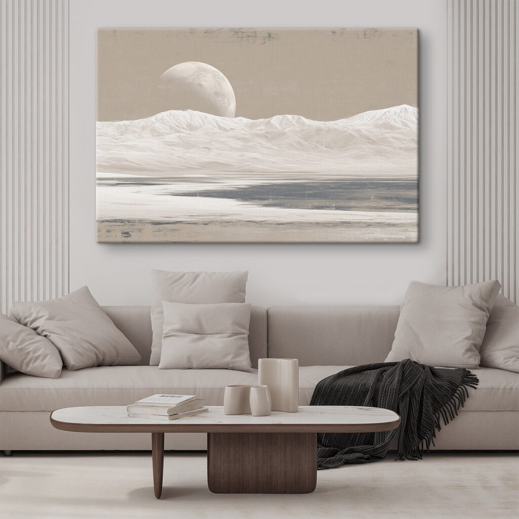 Moon over a snowy mountain
