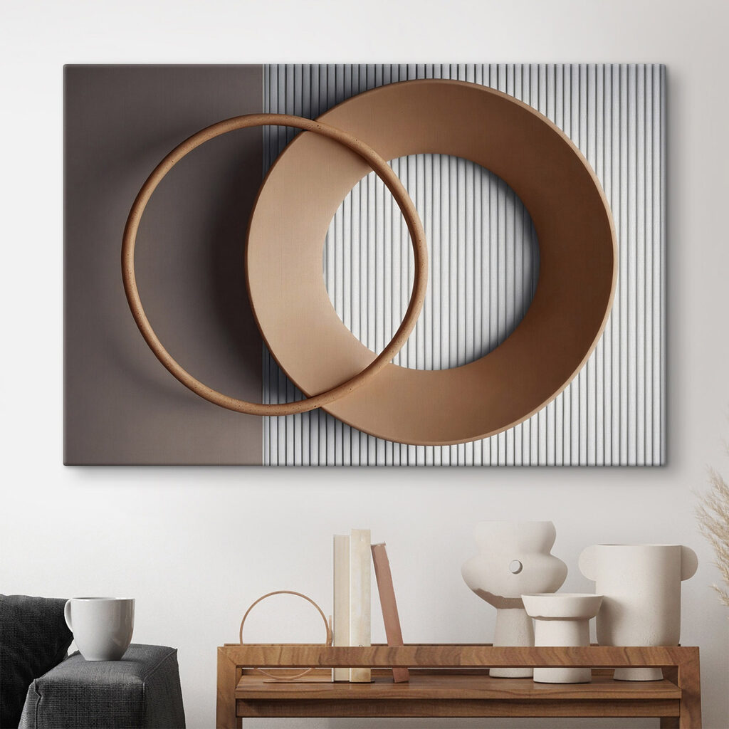 Two circular objects on a wall