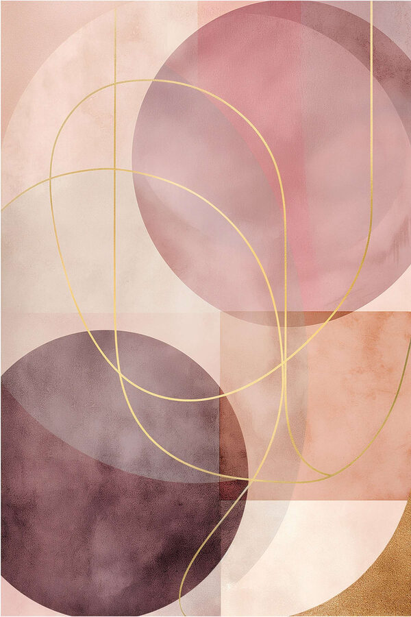 - Soft curves in muted tones