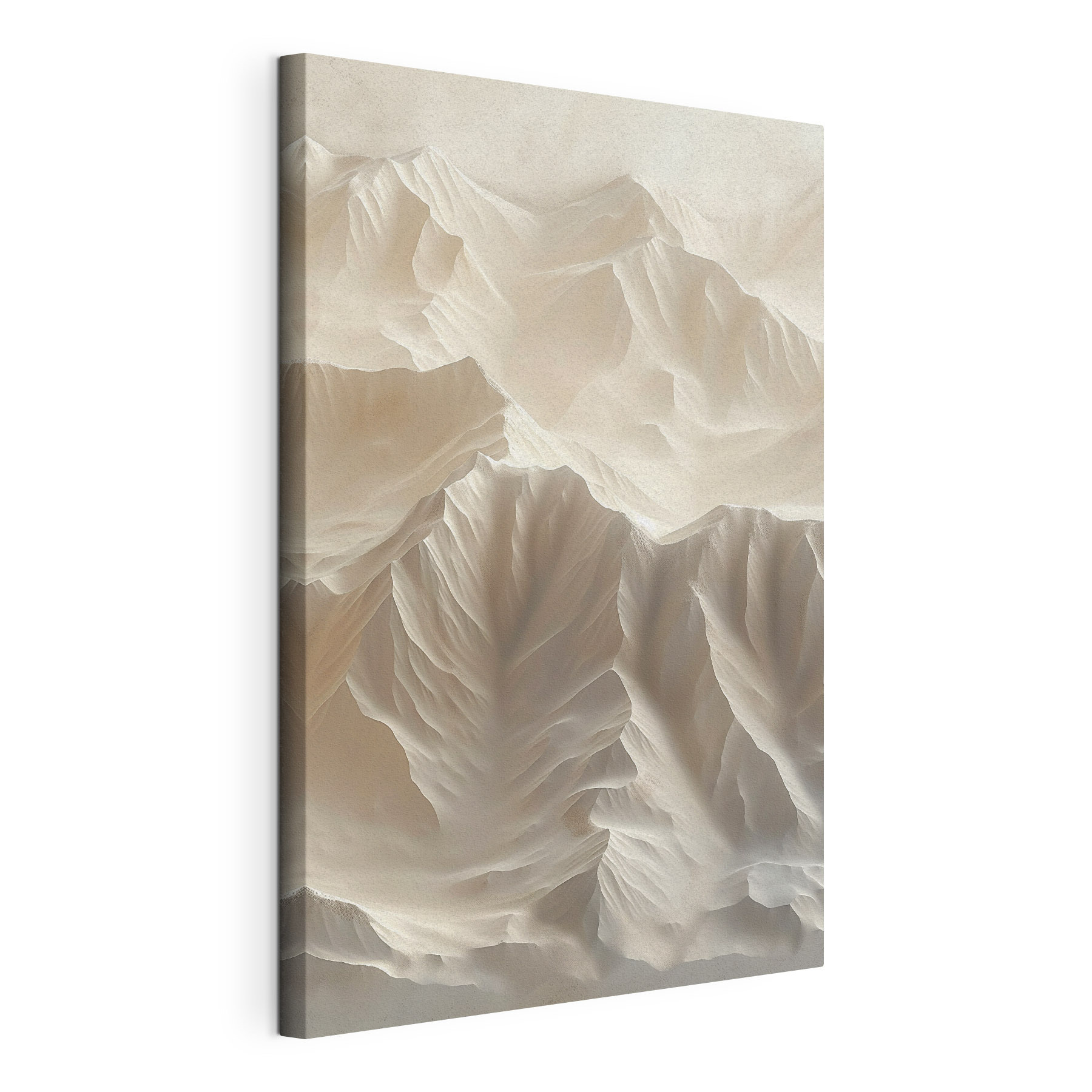 White mountain range with many layers of snow