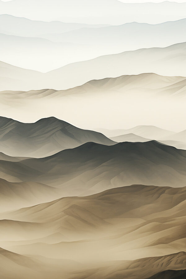 Landscape of mountains with fog