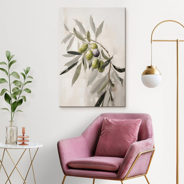 Painting of olives on a branch