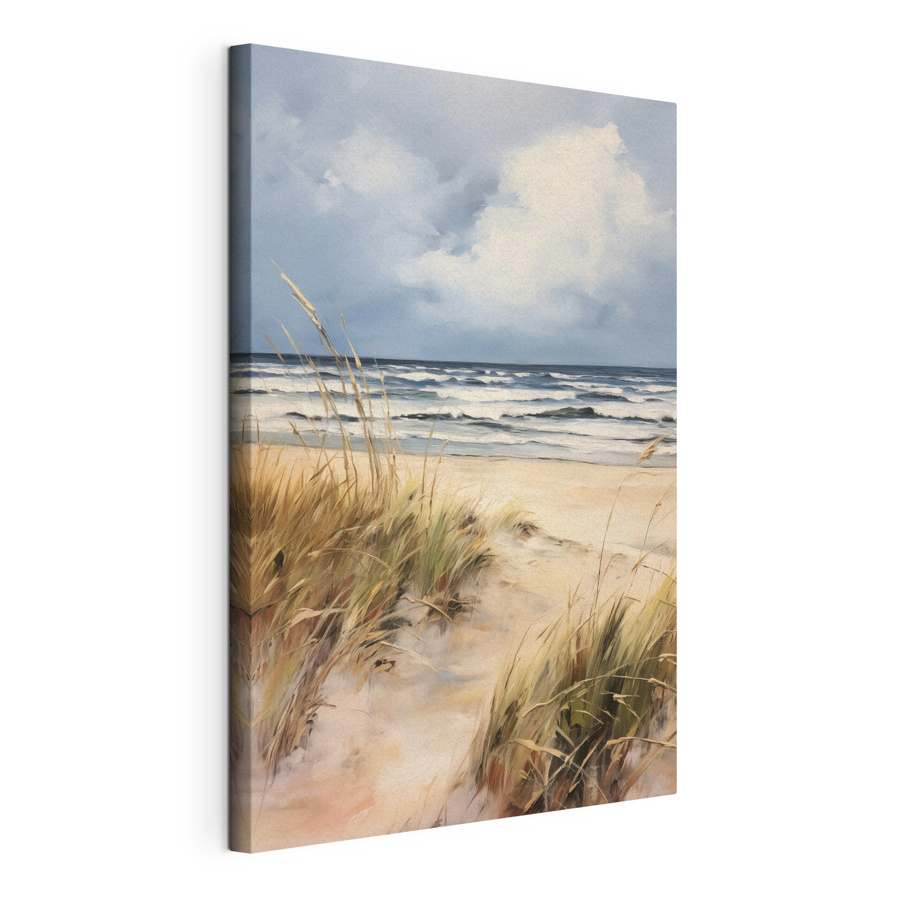 Beach with grass and waves Beach with grass and waves