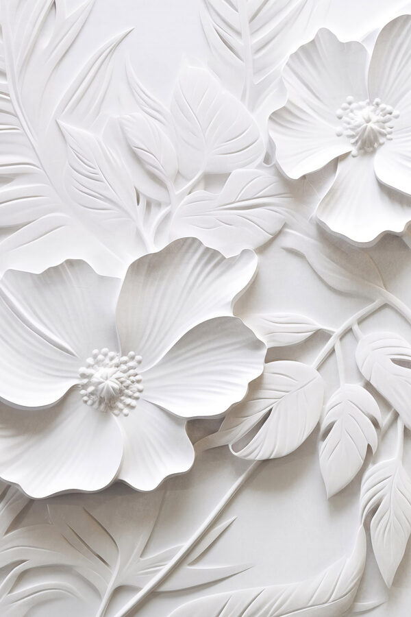 White flower with leaves
