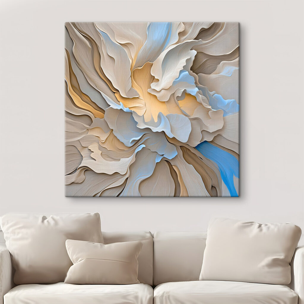 Soft waves of cream and blue hues