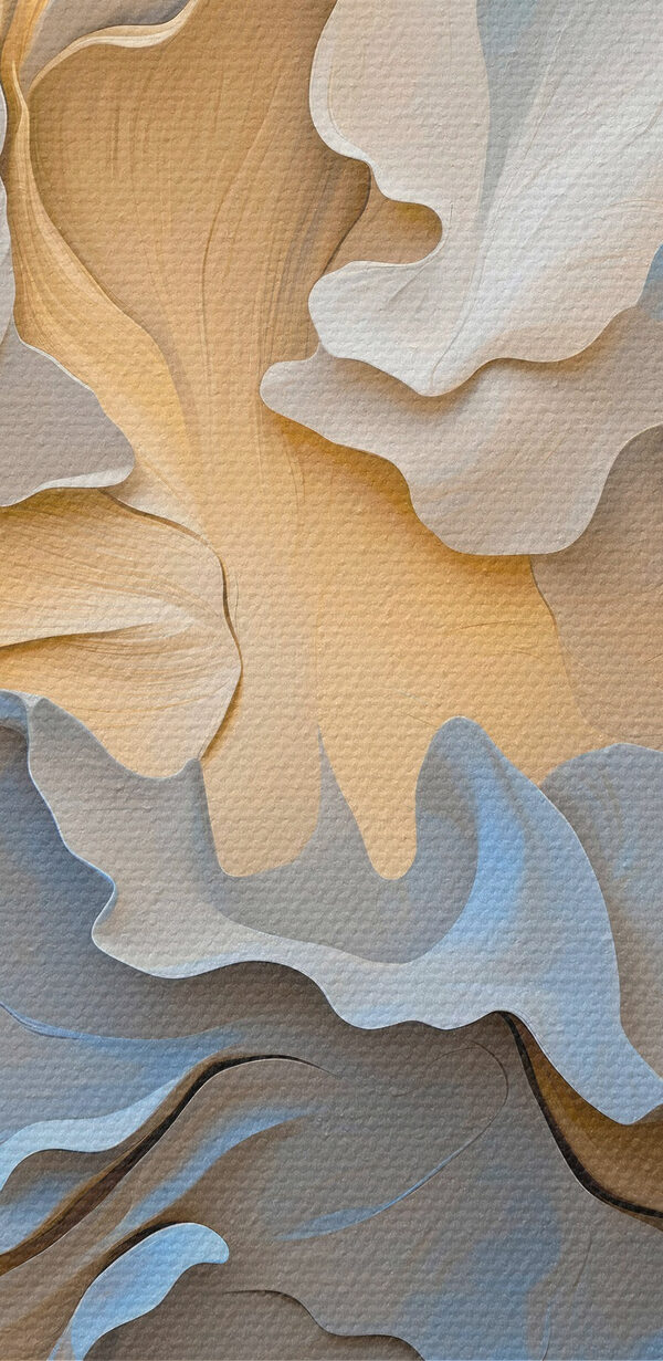 Soft waves of cream and blue hues