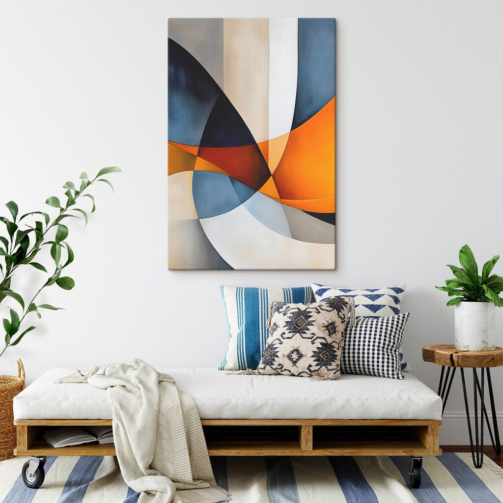 Colorful art piece with curved lines
