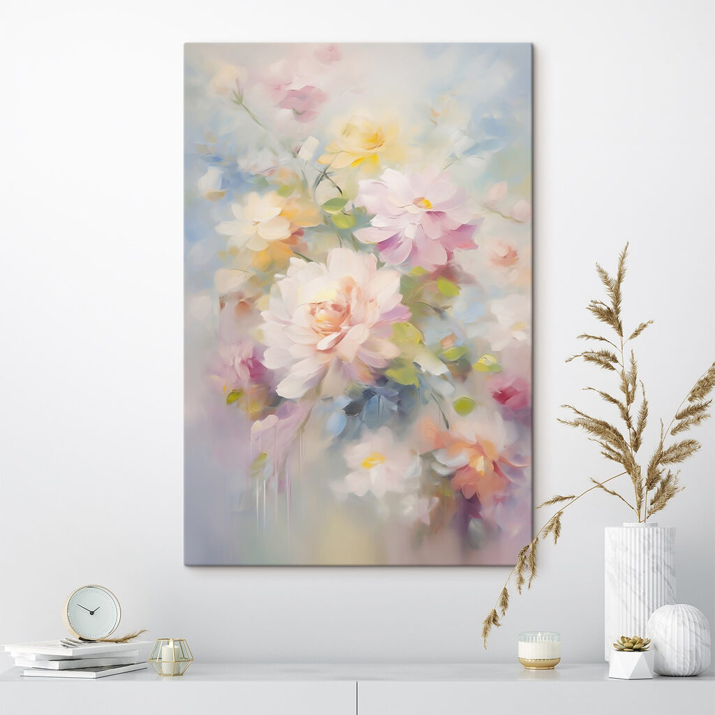Painting of flowers on a blue background