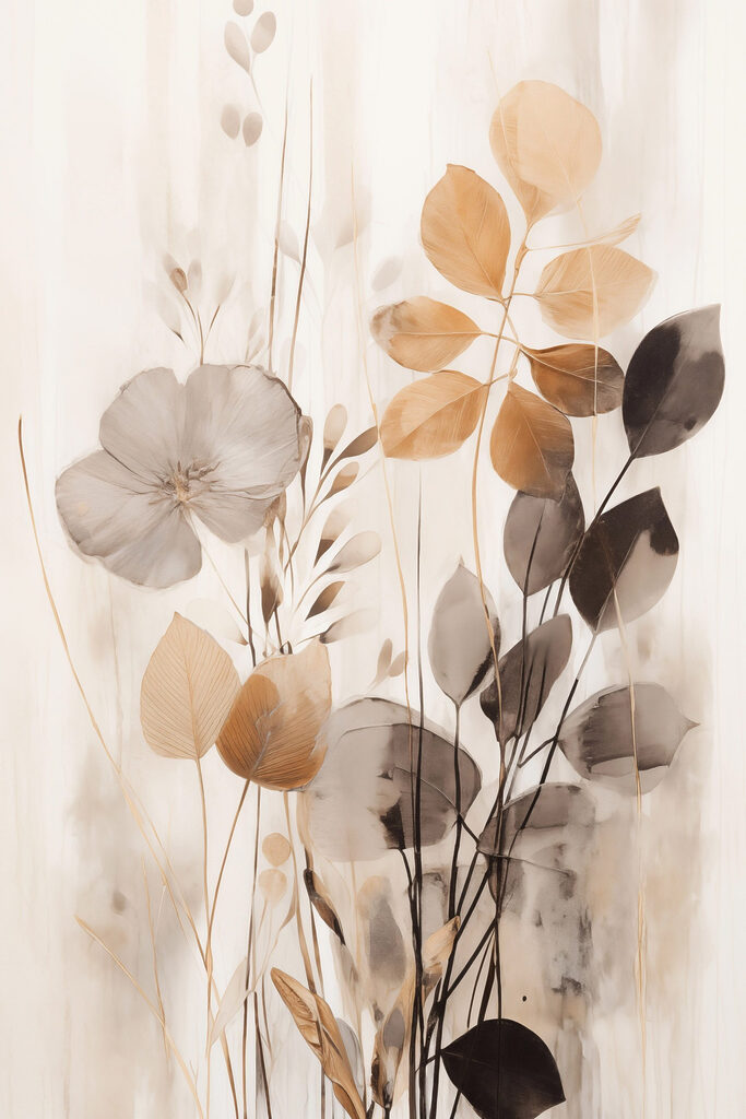 Painting of flowers and leaves Painting of flowers and leaves