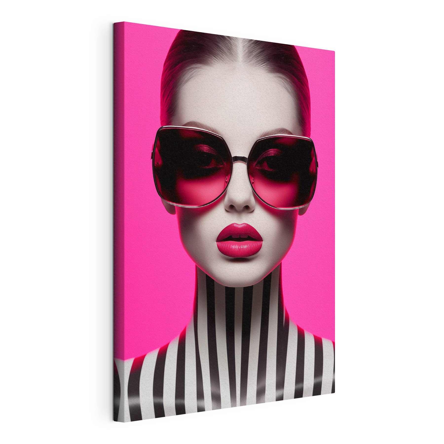 Woman wearing sunglasses and striped shirt