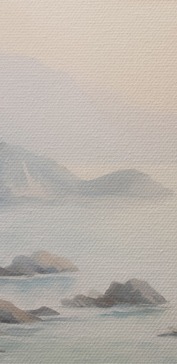 Painting of a rocky beach