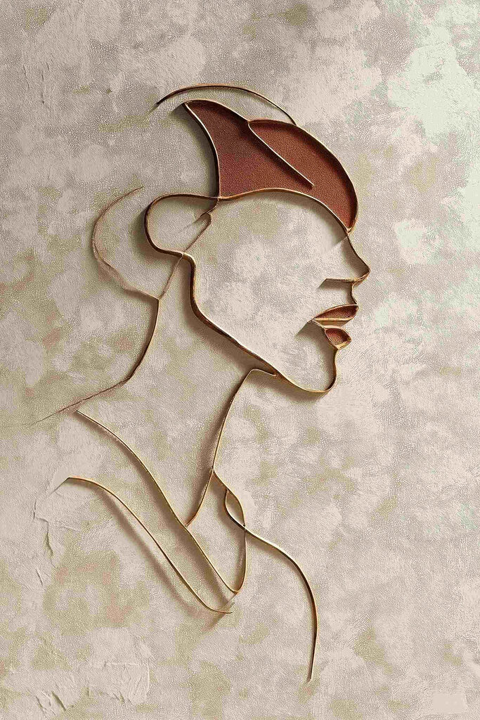 Woman's face made out of brown pieces of bread Woman's face made out of brown pieces of bread