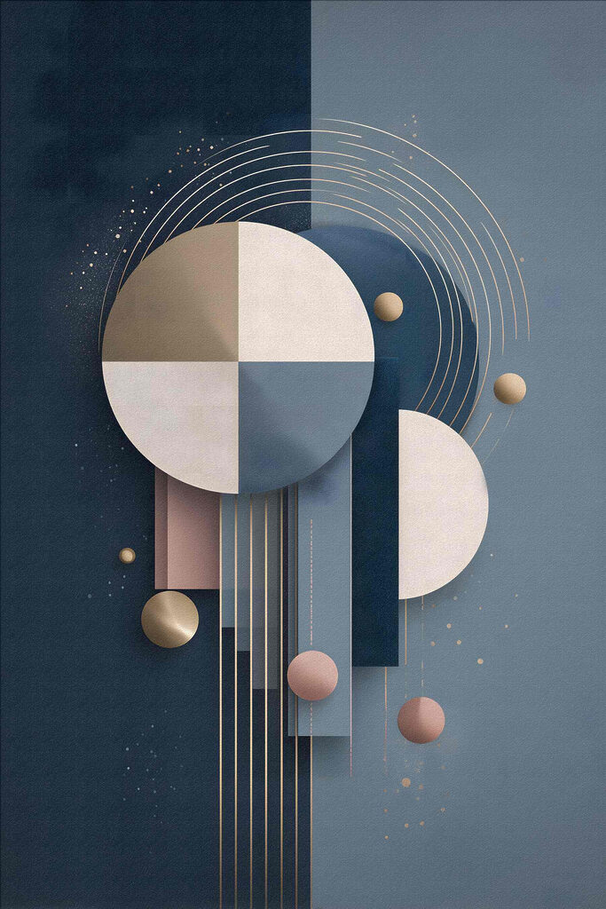 Art piece of paper with circles and lines