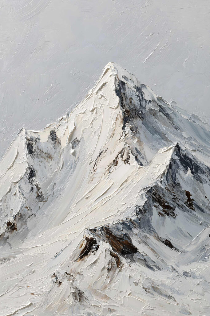 Snowy mountain with snow on top